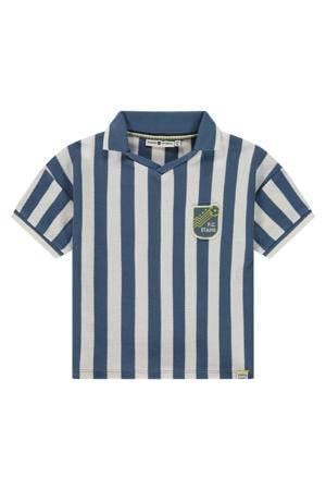 gestreept T-shirt grof gebreid blauw