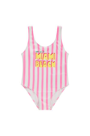 badpak met streepprint roze/wit