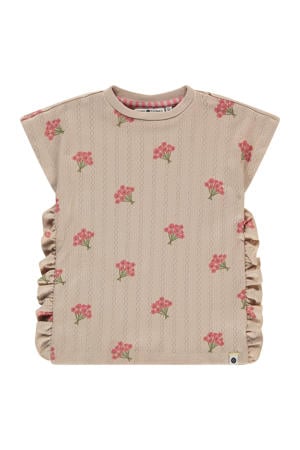 gebloemde T-shirt beige