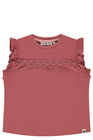 mouwloze top roze