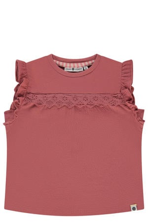 mouwloze top roze