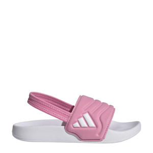 Adilette Estrap 2.0 badslippers met hielbandje roze/wit