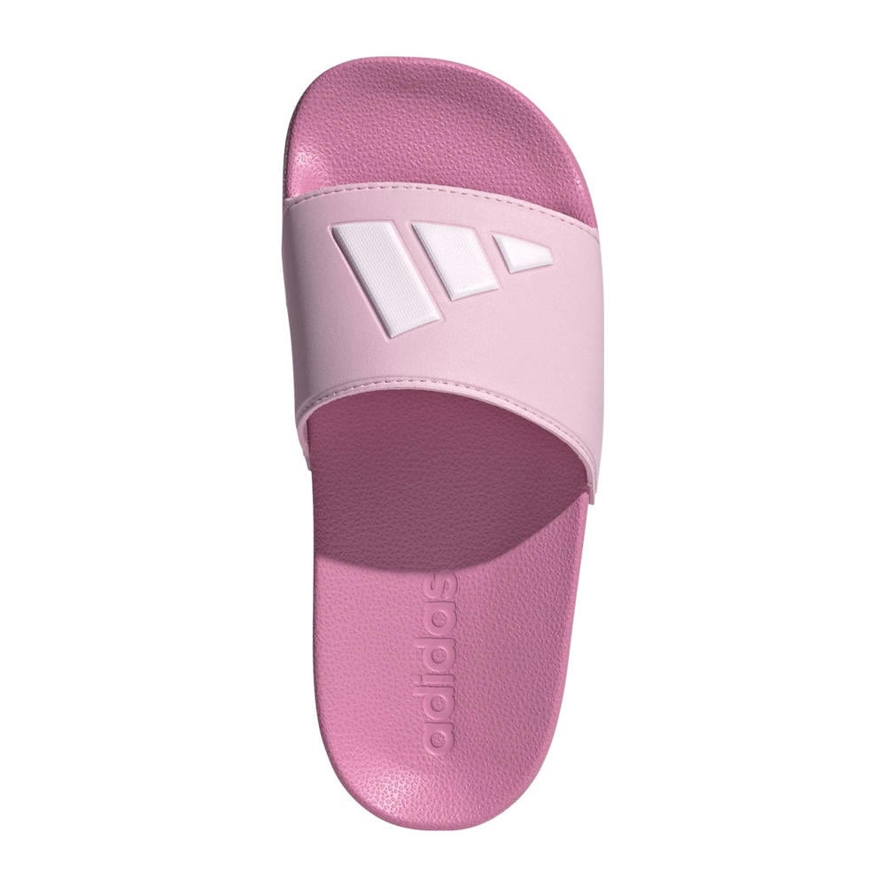 Roze en lichtroze jongens en meisjes adidas Sportswear Adilette Shower badslippers van rubber met klittenband