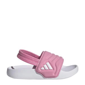 Adilette Estrap 2.0 badslippers met hielbandje roze/wit