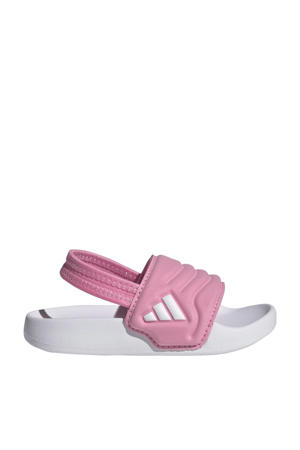 Adilette Estrap 2.0 badslippers met hielbandje roze/wit