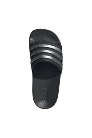 Adilette Shower badslippers zwart/zilver metallic