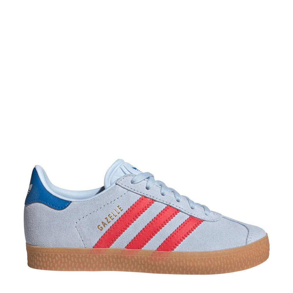Lichtblauw en rode jongens adidas Originals Gazelle sneakers van suede/voering:mesh/voetbed: ortholite met veters