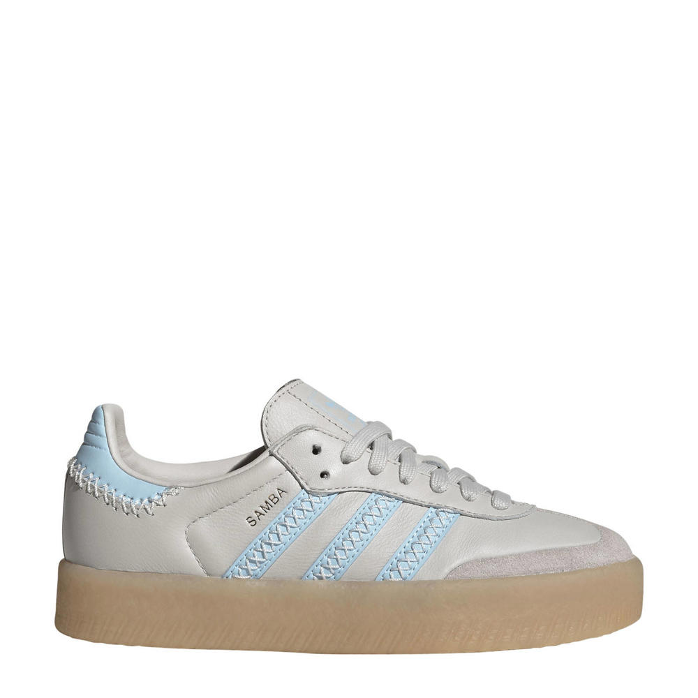 Grijs en lichtblauwe jongens en meisjes adidas Originals Sambae sneakers bruin van bovenwerk van leer en synthetische materialen met veters