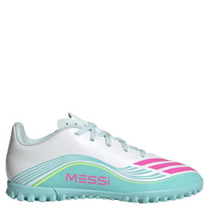 F50 Messi Club TF junior voetbalschoenen wit/roze/lichtgroen
