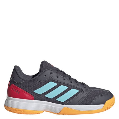 adidas Performance Ligra 8 zaalsportschoenen grijs/aqua/rood Jongens/Meisjes Mesh