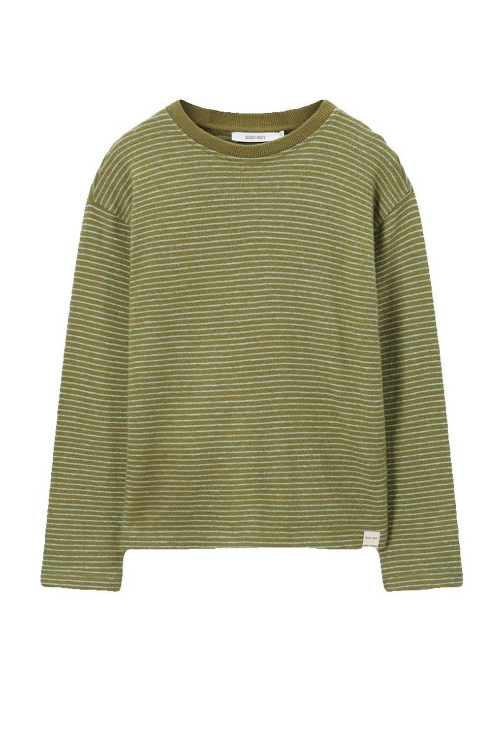 Sissy-Boy gestreepte longsleeve groen fijn gebreid