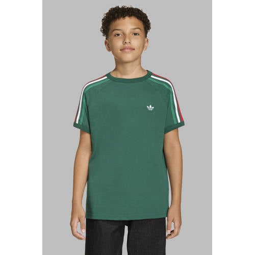 adidas Originals T-shirt groen Jongens/Meisjes Katoen Ronde hals Streep - maat 152 afbeelding