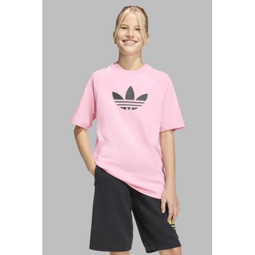 adidas Originals T-shirt GFX roze Jongens/Meisjes Katoen Ronde hals Logo - maat 140 afbeelding