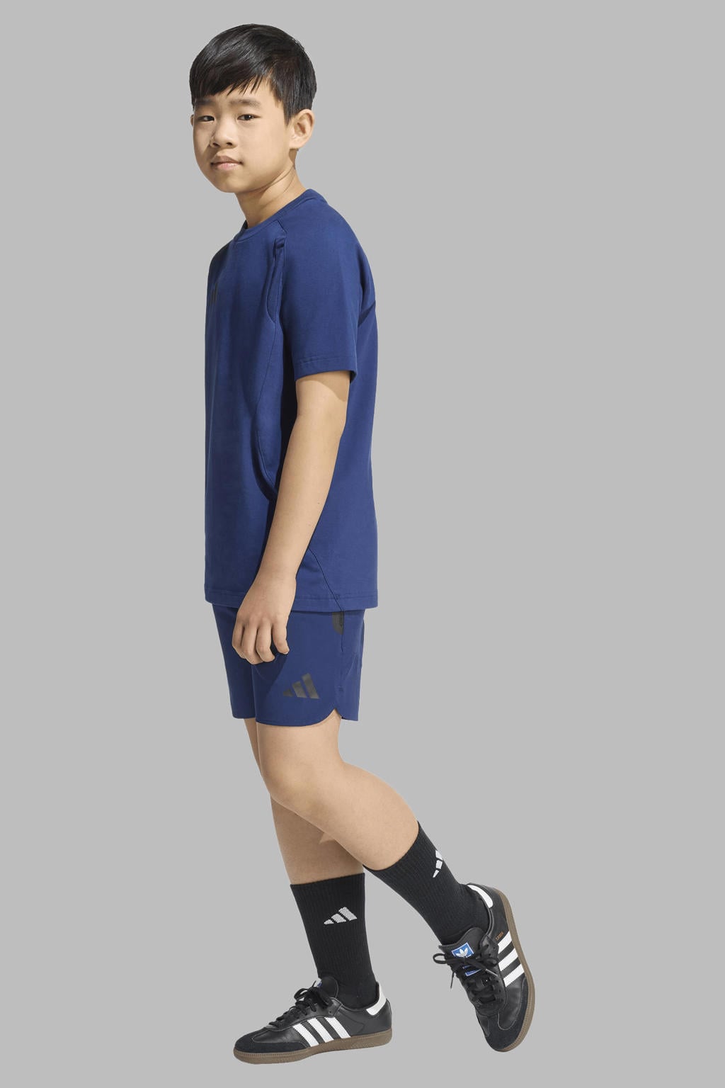 Blauwe jongens en meisjes adidas Performance sportshort van polyester