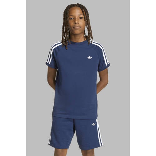 adidas Originals T-shirt blauw Jongens/Meisjes Katoen Ronde hals Streep - maat 152 afbeelding