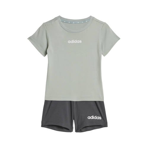 adidas Sportswear shirt + short mintgroen/grijs Joggingpak Jongens/Meisjes Katoen Ronde hals