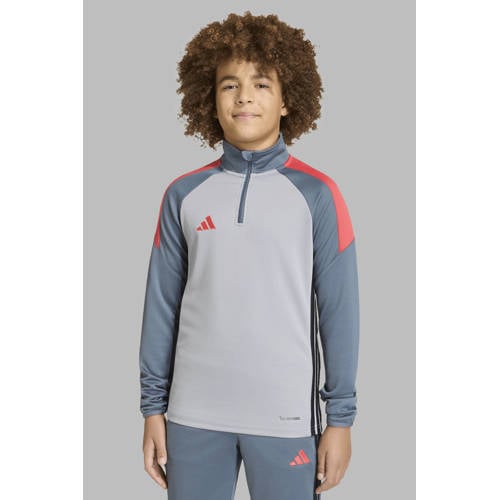 adidas Performance voetbalshirt Tiro grijs/rood Sport t-shirt Jongens/Meisjes - maat 152 afbeelding