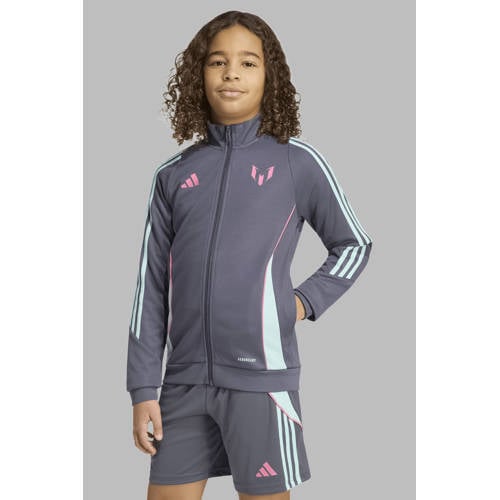 adidas Performance Junior trainingsjack Messi grijs Sportvest Jongens/Meisjes Polyester Opstaande kraag - maat 164 afbeelding
