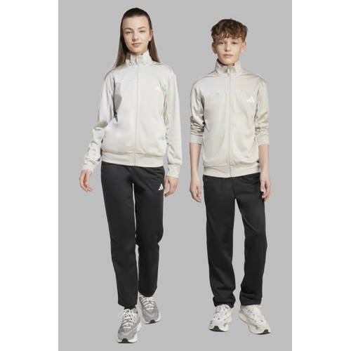 adidas Sportswear trainingspak ecru/zwart Joggingpak Jongens/Meisjes Polyester Opstaande kraag