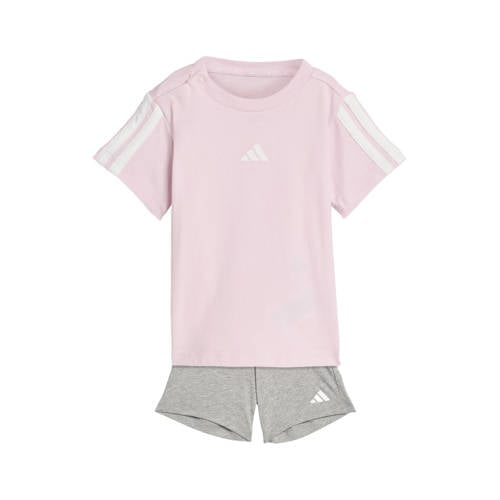 adidas Sportswear T-shirt + short roze/grijs Joggingpak Meisjes Katoen Ronde hals - maat 62 afbeelding