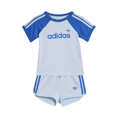 adidas Originals T-shirt + short Sprinter blauw Set Jongens/Meisjes Katoen Ronde hals - maat 86 afbeelding