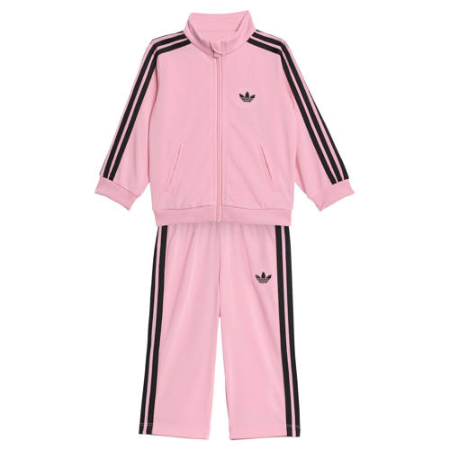 adidas Originals trainingspak Firebird roze/zwart Joggingpak Jongens/Meisjes Polyester Opstaande kraag - maat 86 afbeelding