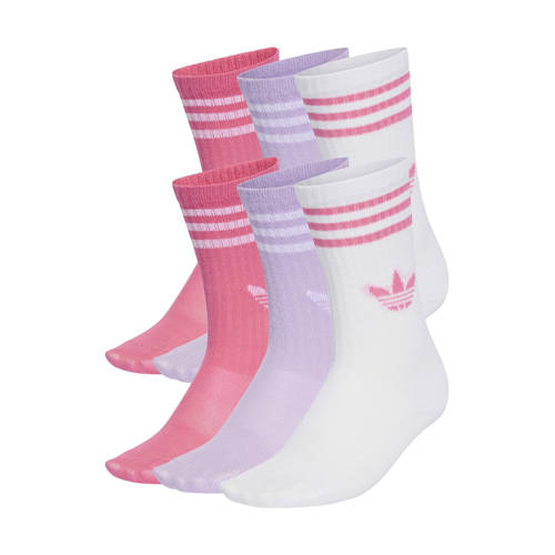 adidas Originals sokken - set van 6 wit/roze/lila Jongens/Meisjes Katoen - maat 31-33 afbeelding