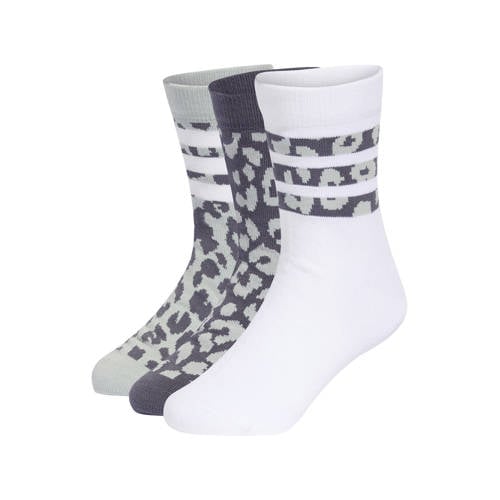 adidas Performance sportsokken sportsokken Leo wit/lichtgroen/zwart/panterprint Jongens/Meisjes Katoen