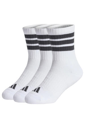 sportsokken 3-Stripes Crew wit/zwart