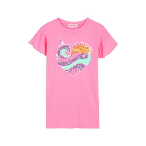 Billieblush t-shirtjurk met pailletten roze Meisjes Polyester Ronde hals - maat 104 afbeelding