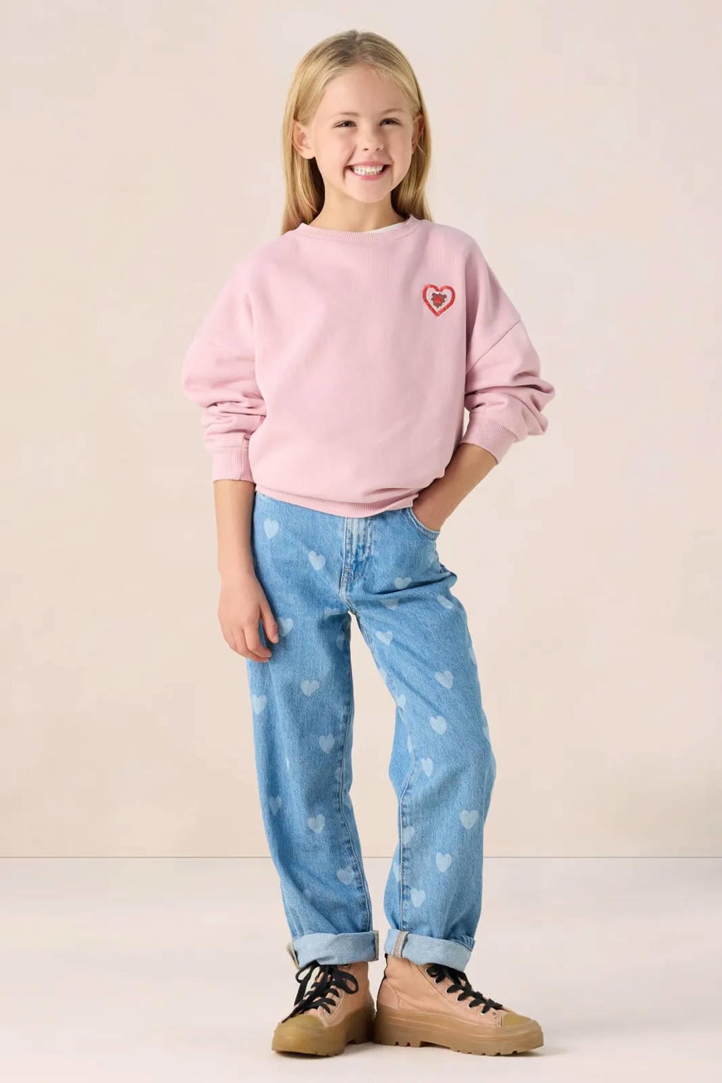 Sissy-Boy straight leg straight leg jeans met hartjes blauw