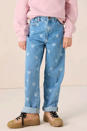 straight leg straight leg jeans met hartjes blauw