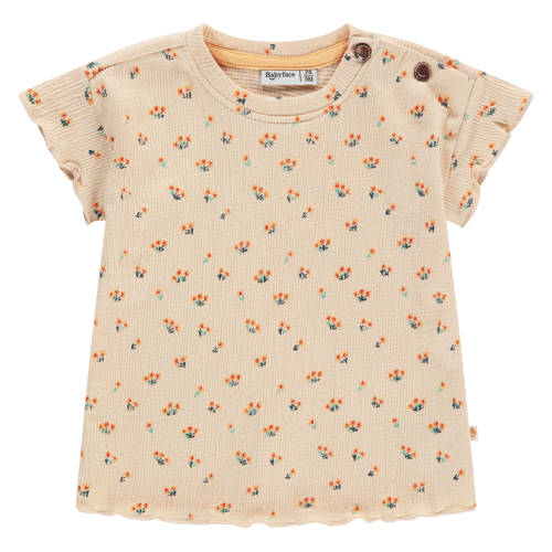 Babyface gebloemde T-shirt oranje Meisjes Katoen Ronde hals Bloemen - maat 92 afbeelding