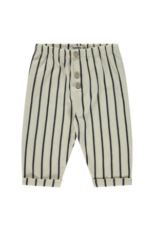 gestreepte casual broek ecru