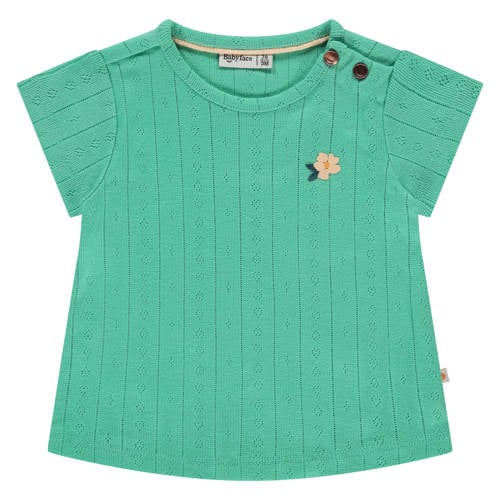 Babyface T-shirt groen ajour Meisjes Katoen Ronde hals Effen - maat 92 afbeelding