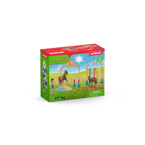 Schleich Farm World Pony agility training Dieren speelset afbeelding