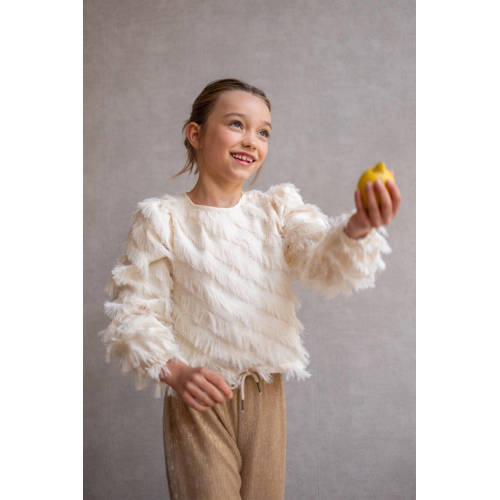 Like Flo blousetop crème Ecru Meisjes Polyester Ronde hals Effen - maat 122/128 afbeelding