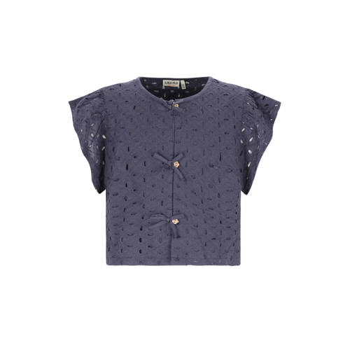 Like Flo blouse donkerblauw broderie Meisjes Katoen Ronde hals Effen - maat 116 afbeelding