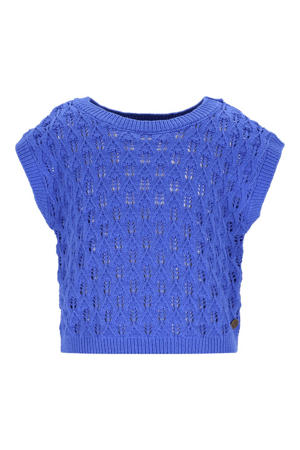 top blauw grof gebreid