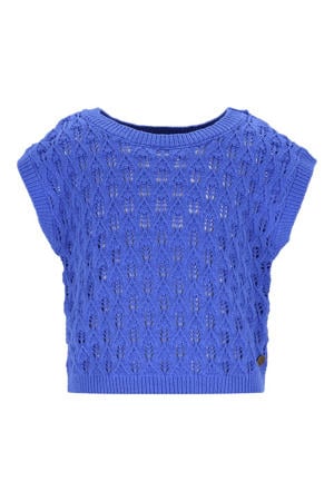 top blauw grof gebreid