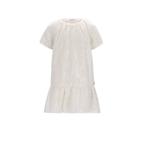 Like Flo A-lijn jurk met pailletten ecru Meisjes Polyester Ronde hals Effen - maat 116 afbeelding