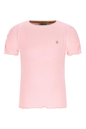 T-shirt roze rib gebreid