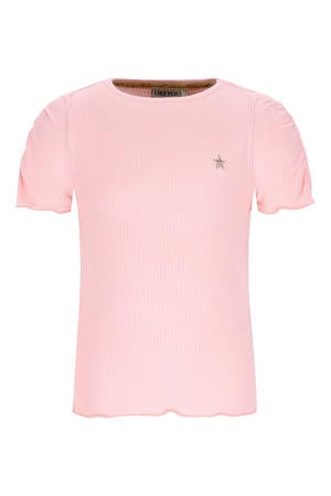 T-shirt roze rib gebreid