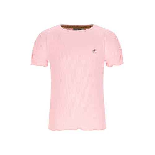 Like Flo T-shirt roze rib gebreid Meisjes Viscose Ronde hals Effen - maat 116 afbeelding