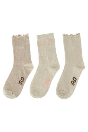 sokken - goud/ecru/roze (set van 3)