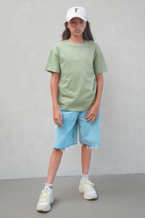 denim relaxed regular waist short light blue denim