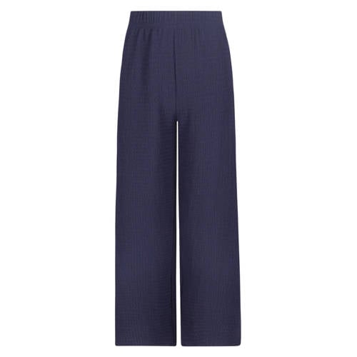 Like Flo Young wide leg regular waist casual broek donkerblauw met textuur Meisjes Polyester - maat 176 afbeelding