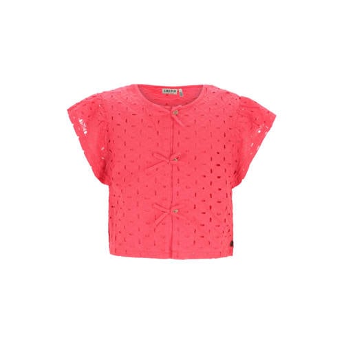 Like Flo blousetop rood broderie Meisjes Katoen Button down Effen - maat 110 afbeelding
