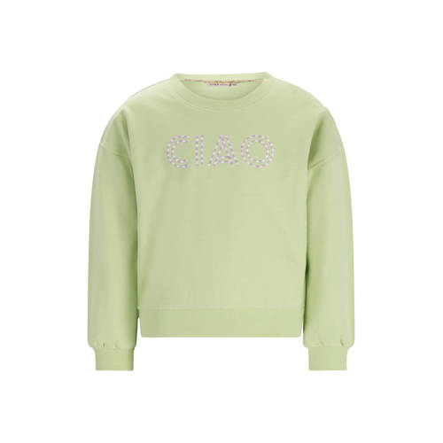 Like Flo sweater lichtgroen Tekst - maat 104 | Sweater van Like Flo afbeelding