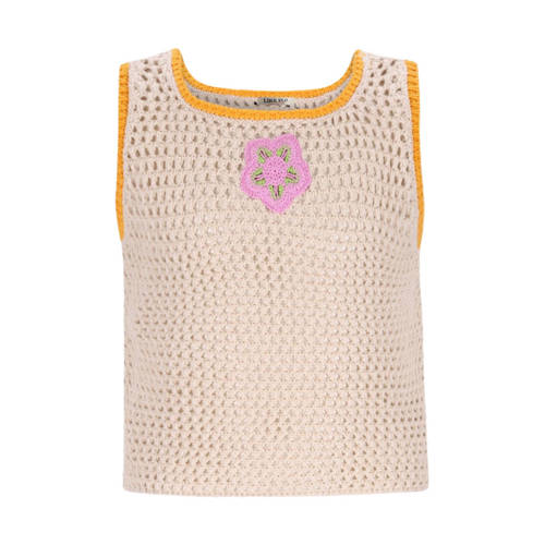 Like Flo top ecru crochet Meisjes Stretchkatoen Vierkante hals Effen - maat 104 afbeelding